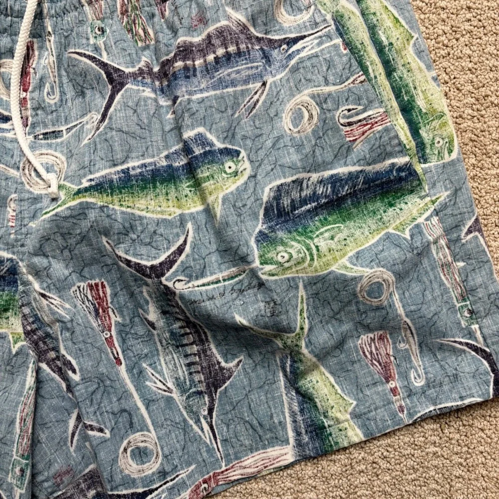Reyn‎ Spooner XXL Marshall Madruga Fishing Swim Trunks Blue Marlin Mahi Mahi